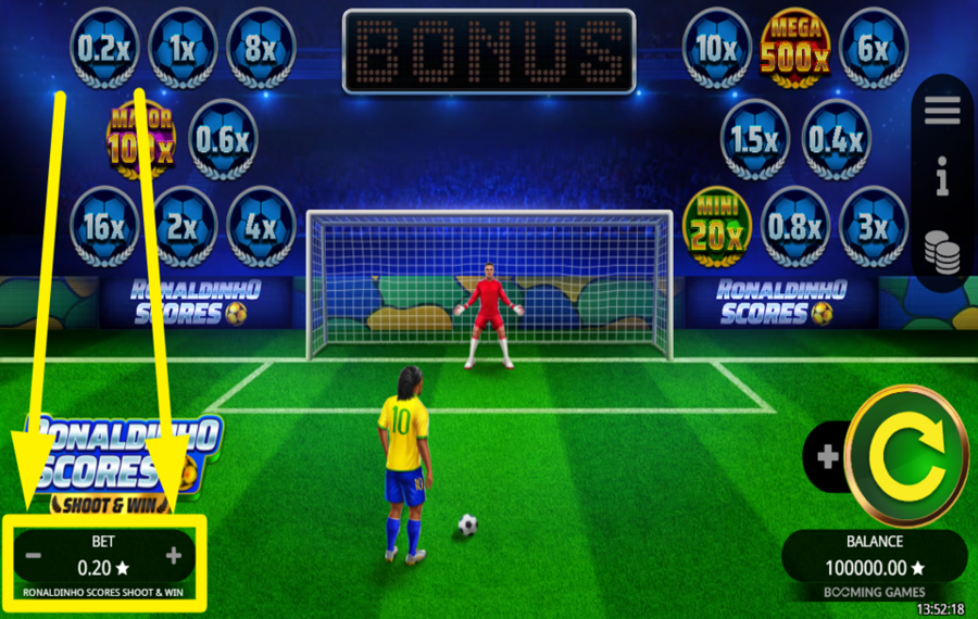 Ronaldinho Scores Shoot and Win AJUSTEZ VOTRE PARI.