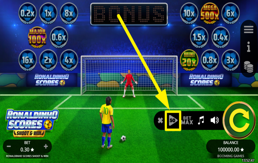 Ronaldinho Scores Shoot and Win LAISSEZ RONALDINHO PRENDRE LE RELAIS.