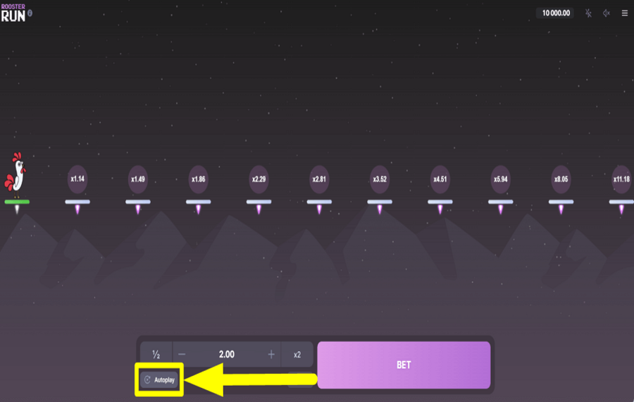 Rooster Run ACTIVER LA LECTURE AUTOMATIQUE.