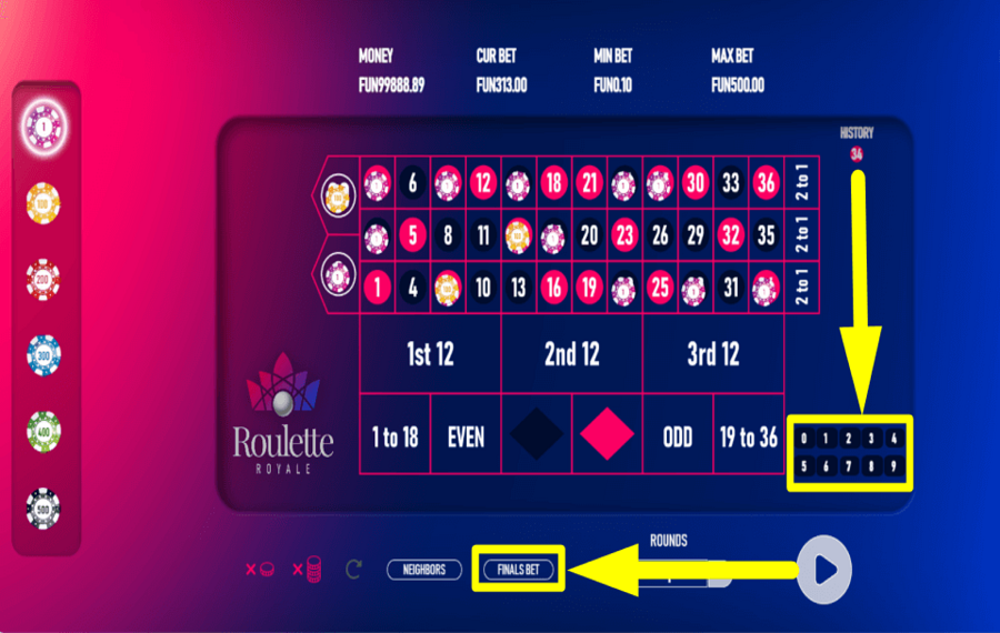 Roulette Royale American COMPROMISO CON LOS DÍGITOS.