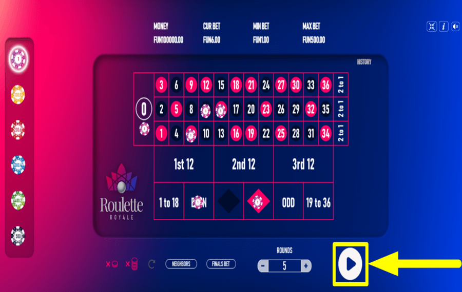 Roulette Royale European AIM FOR REWARDS.