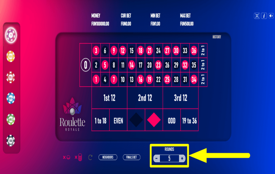 Roulette Royale European ASSIGN THE TURNS.
