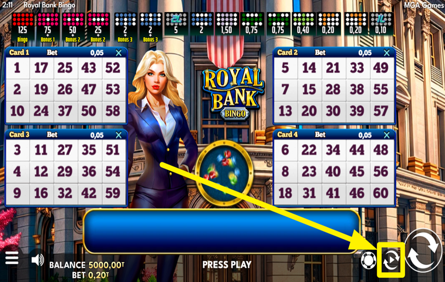 Royal Bank Bingo ATTIVA LA RIPRODUZIONE AUTOMATICA.