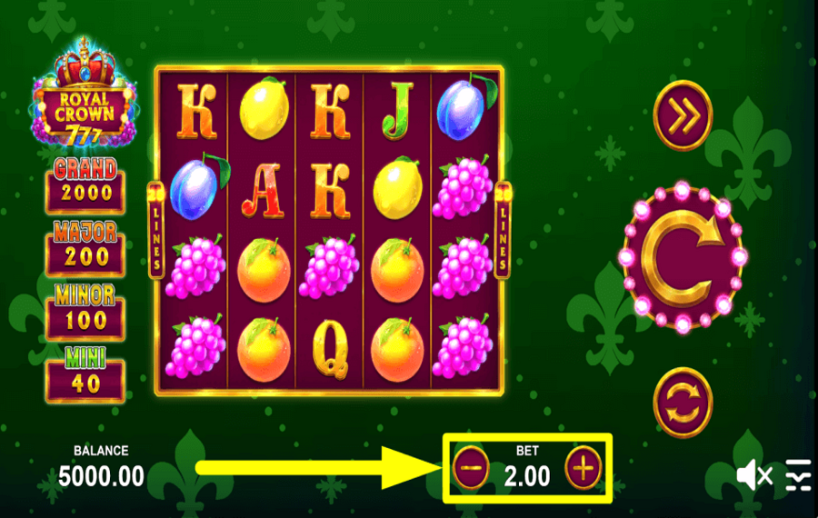 Royal Crown 777 SELECT YOUR WAGER.