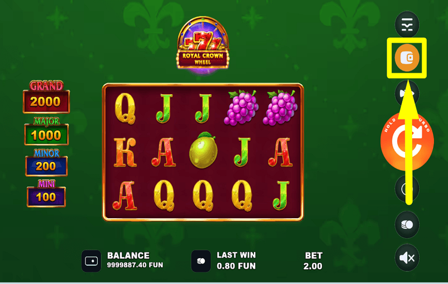 Royal Crown Wheel COLLECT BONUSES.