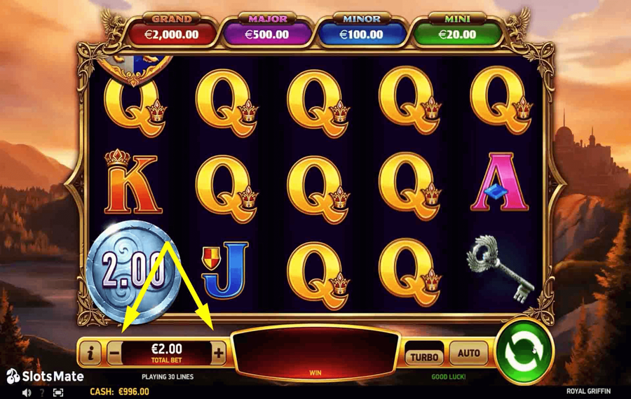 Royal Griffin Wählen Sie Ihren Einsatzbetrag.