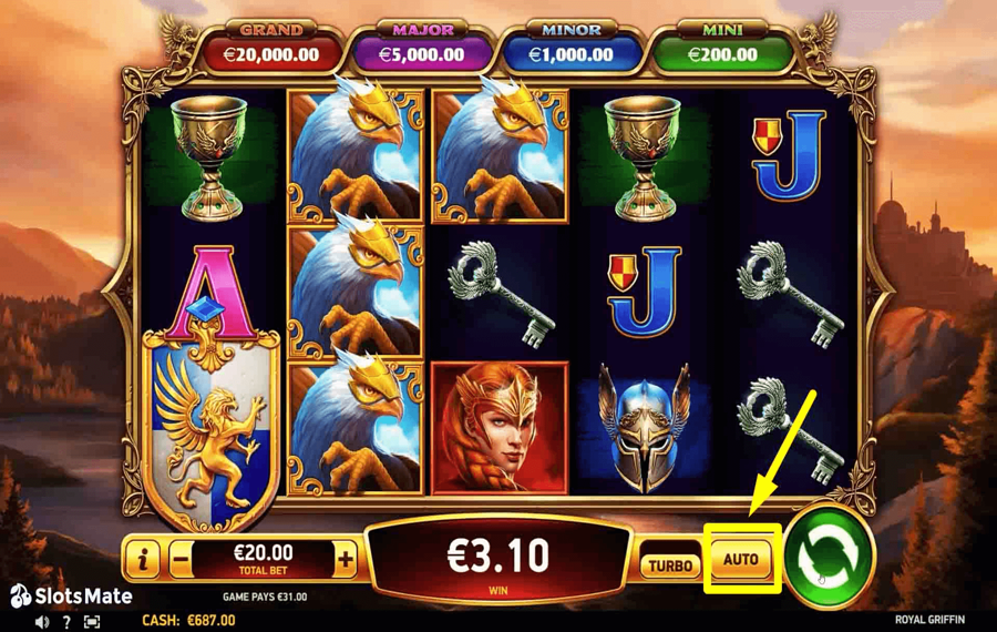 Royal Griffin Verwendung der optionalen „Autoplay“-Funktion.