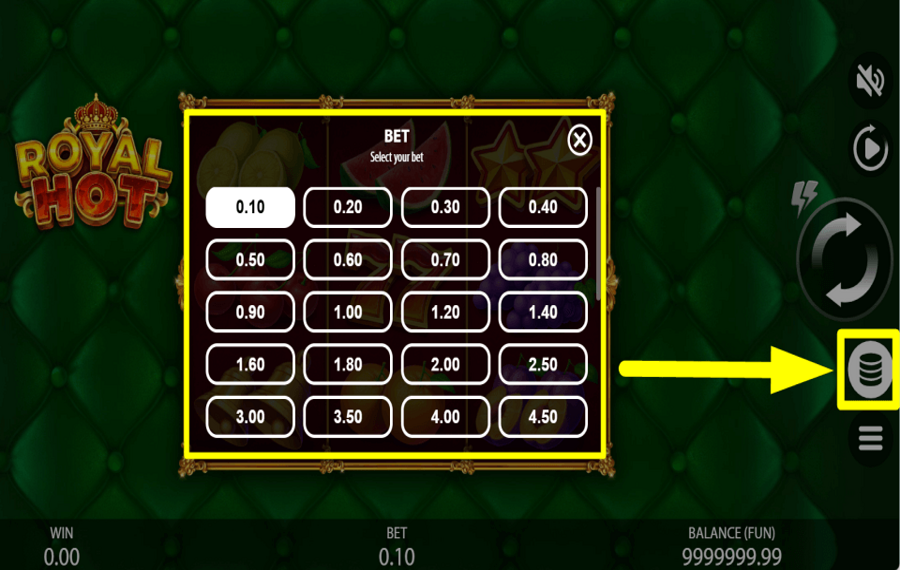 Royal Hot УСТАНОВИТЕ СВОЮ СТАВКУ.
