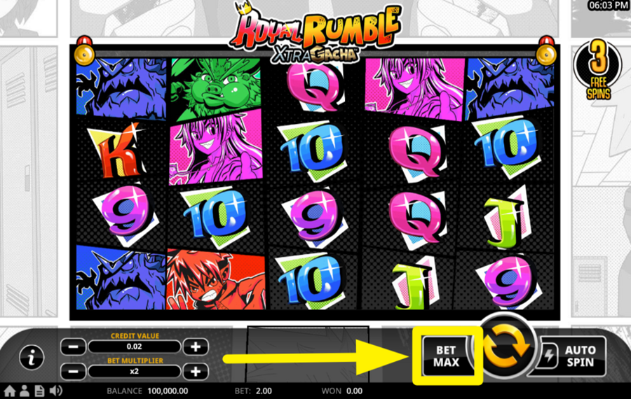 Royal Rumble XtraGacha ADJUST THE BET TO THE MAXIMUM.