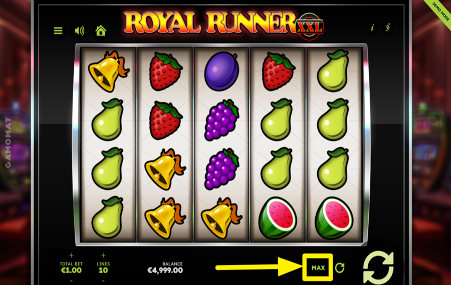 Royal Runner XXL ВРАЩАЙТЕ БАРАБАНОВЫ.