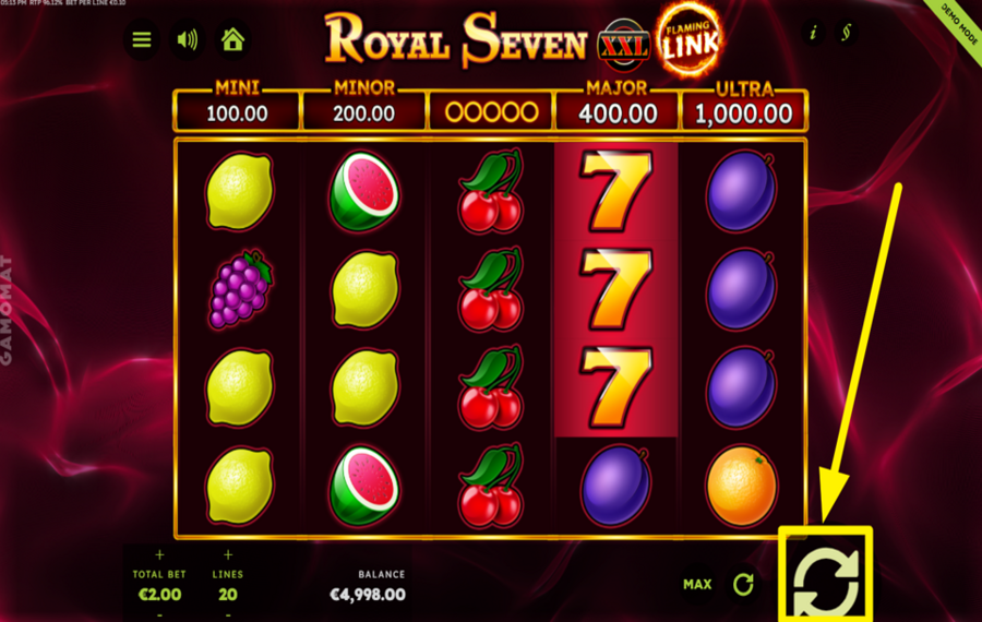 Royal Seven XXL Flaming Link ¡GIRA PARA GANAR!