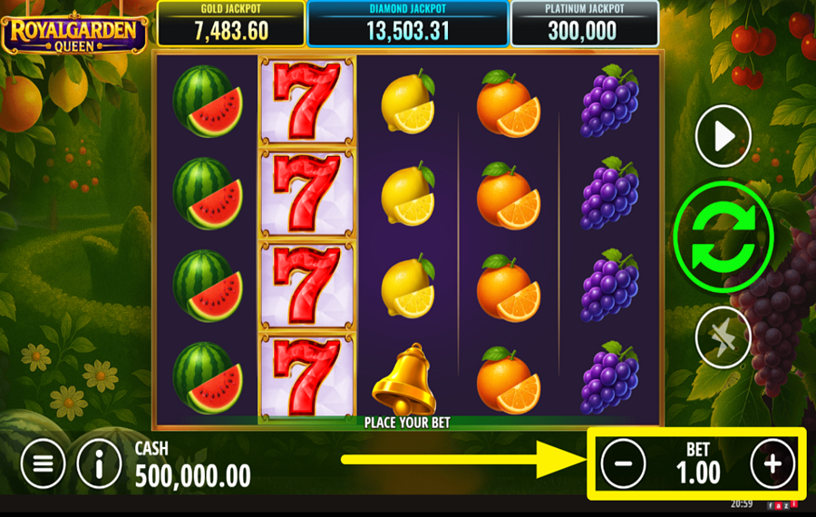 Royalgarden Queen SELECT A BET AMOUNT.