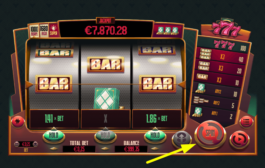 RTG 777 Click on the “Spin” button.