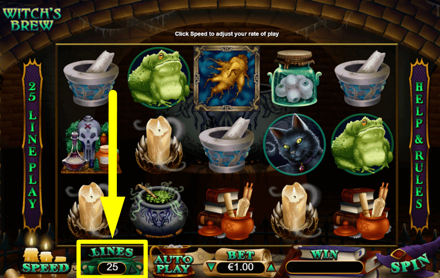 RTG Witchs Brew CAMBIA LAS LÍNEAS DE PAGO.