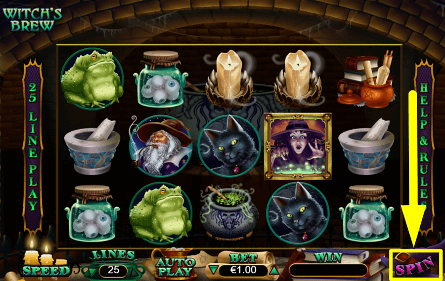 RTG Witchs Brew HAZ CLIC EN EL BOTÓN GIRAR.