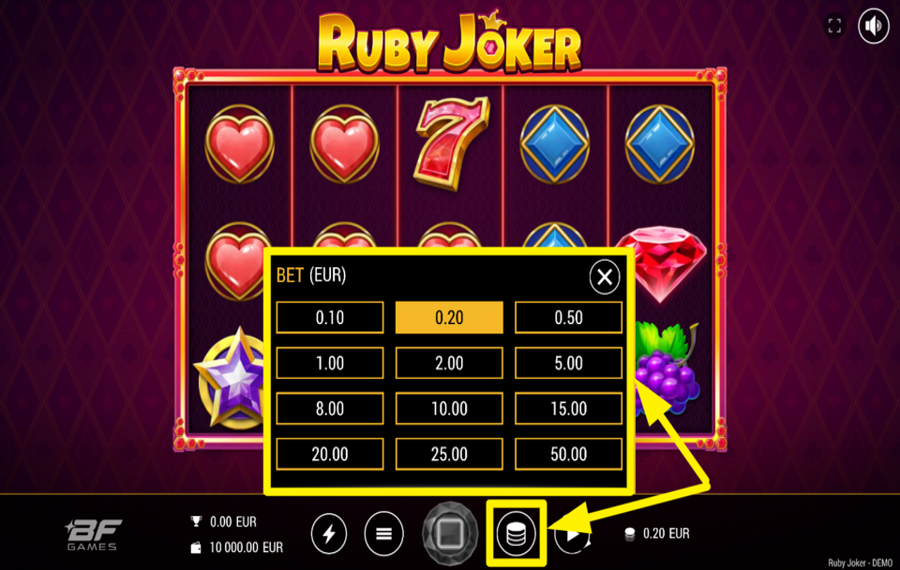 Ruby Joker DETERMINE YOUR BET.
