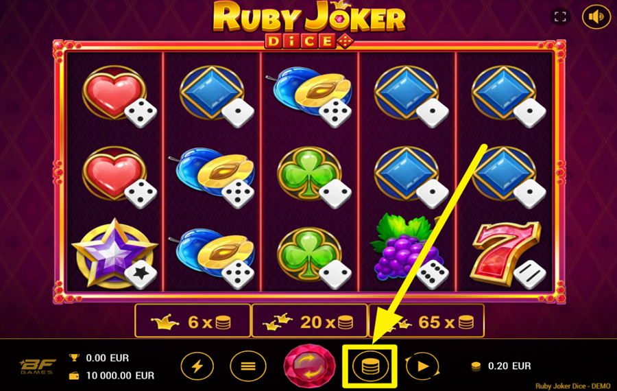 Ruby Joker Dice FIXEZ LE MONTANT DE VOTRE MISE.