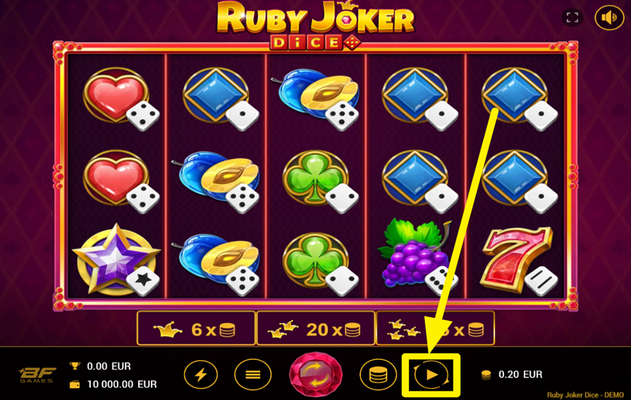 Ruby Joker Dice ACTIVER LA LECTURE AUTOMATIQUE.
