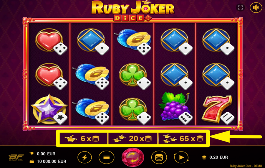 Ruby Joker Dice PROFITEZ DE LA FONCTION TOURS JOKER.