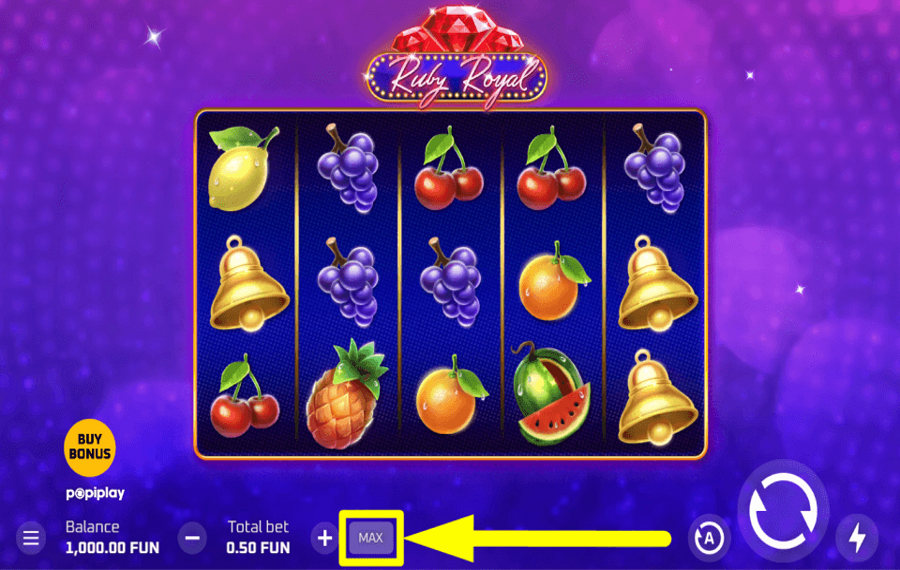 Ruby Royal SET THE MAXIMUM WAGER.