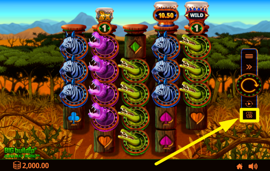 Runaway Rhino Geben Sie Ihren Einsatz an.