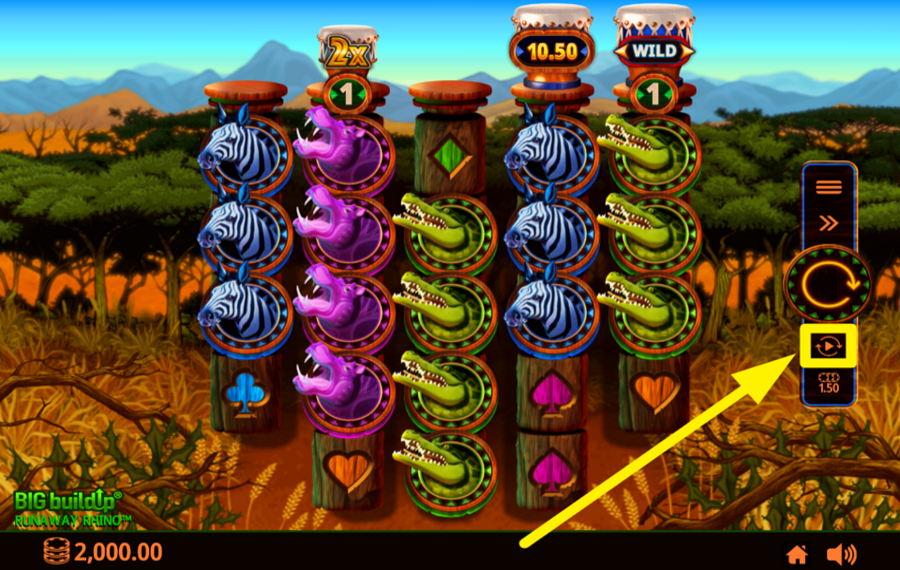 Runaway Rhino VERWENDEN SIE AUTOMATISIERTE SPINS.