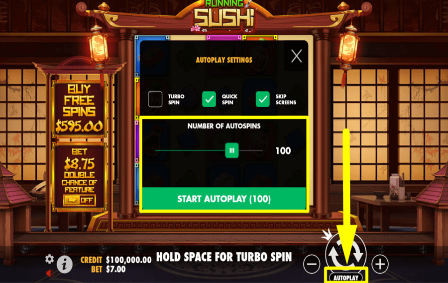 Running Sushi ACTIVATE AUTOPLAY.