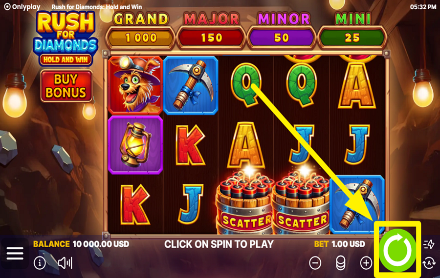 Rush For Diamonds Hold and Win SPIN TO WIN!