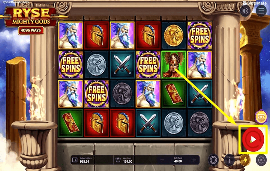 Ryse of the Mighty Gods Cliquez/appuyez sur le bouton « Spin ».