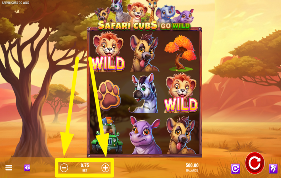 Safari Cubs Go Wild ADJUST YOUR WAGER.