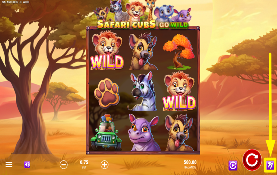 Safari Cubs Go Wild ACCELERATE THE SPINS.