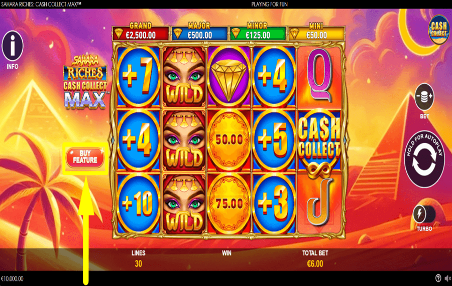 Sahara Riches Cash Collect Max ADQUIERE JUEGOS EXTRAS.