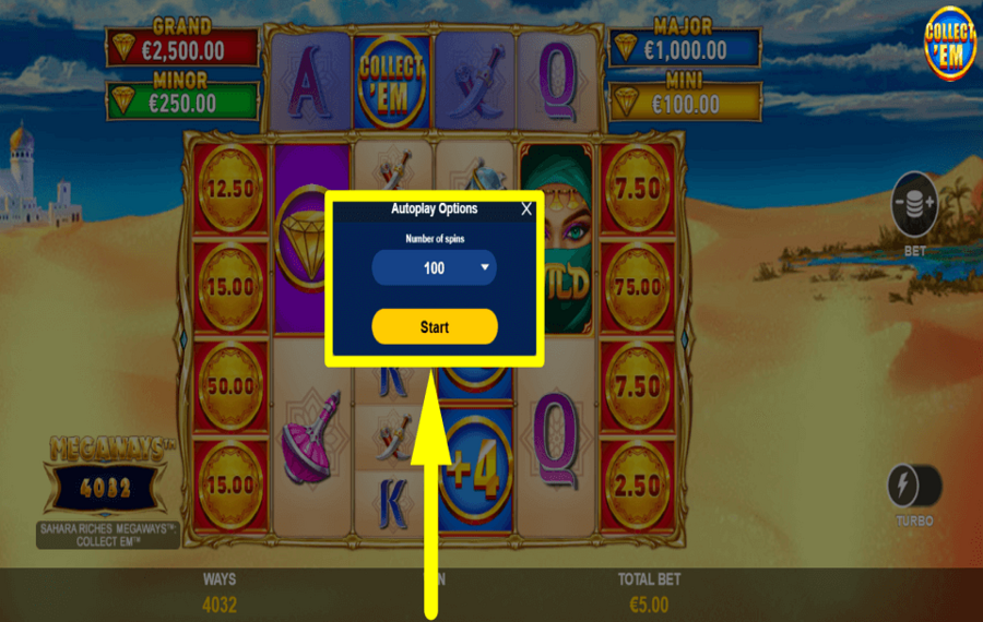 Sahara Riches Megaways Collect Em ABILITA RIPRODUZIONE AUTOMATICA.