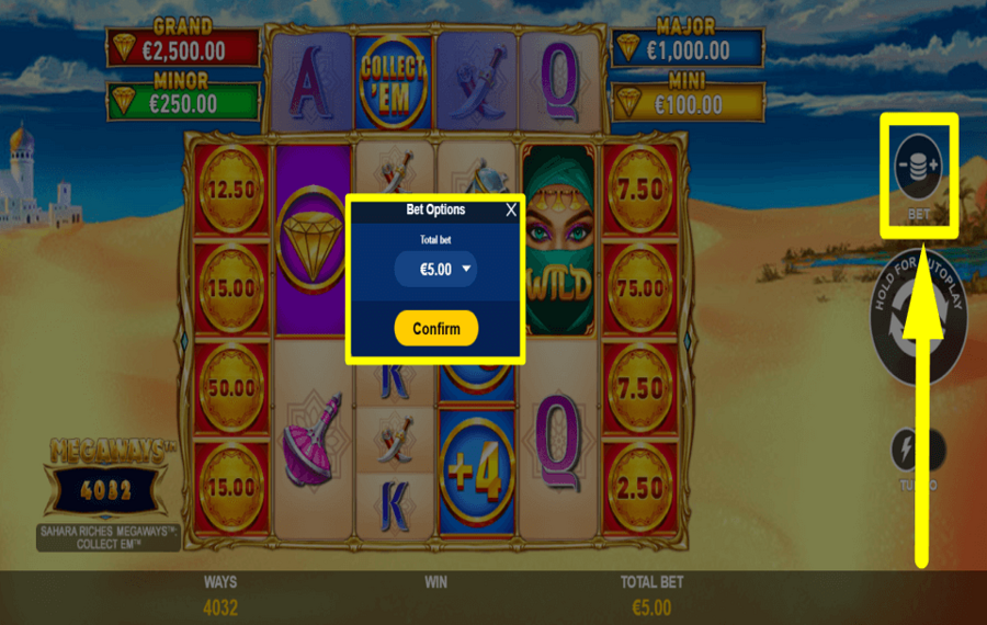 Sahara Riches Megaways Collect Em DETERMINA LA TUA SCOMMESSA.