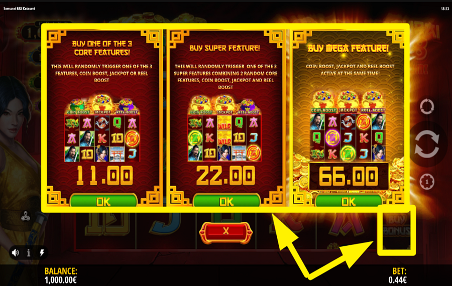Samurai 888 Katsumi UNLOCK BONUS FEATURES.