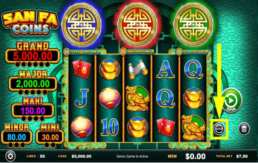 San Fa Coins CHOOSE AUTOMATIC SPINS.