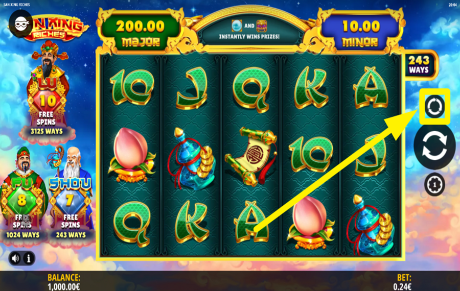 San Xing Riches SPIN THE REELS AUTOMATICALLY.