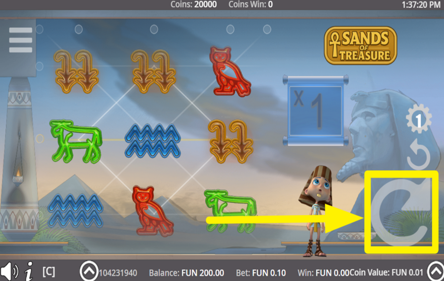 Sands of Treasure FAITES TOURNER LES BOBINES.