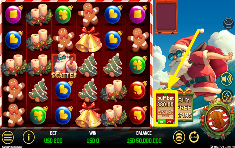 Santa in the Summer ACTIVER LE BUFF BET.