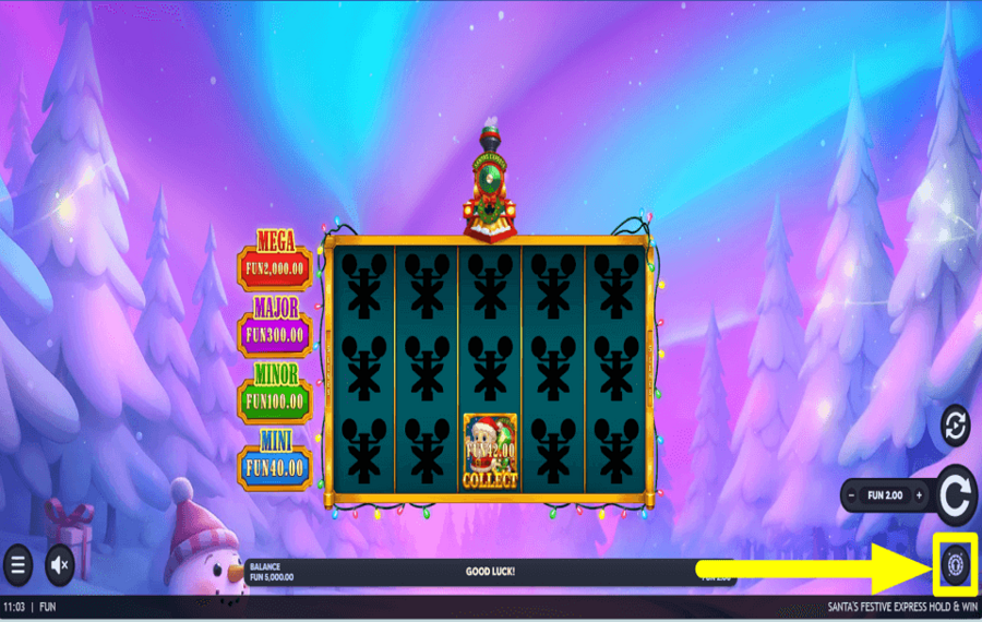 Santas Festive Express Hold and Win STAKE MORE COINS.