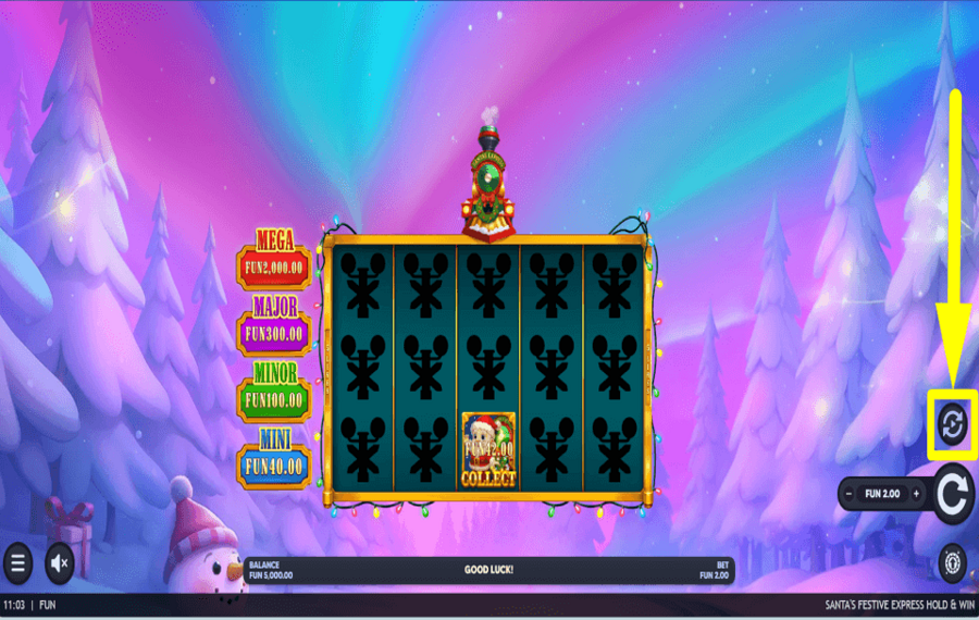 Santas Festive Express Hold and Win SPIN AUTOMATICALLY.