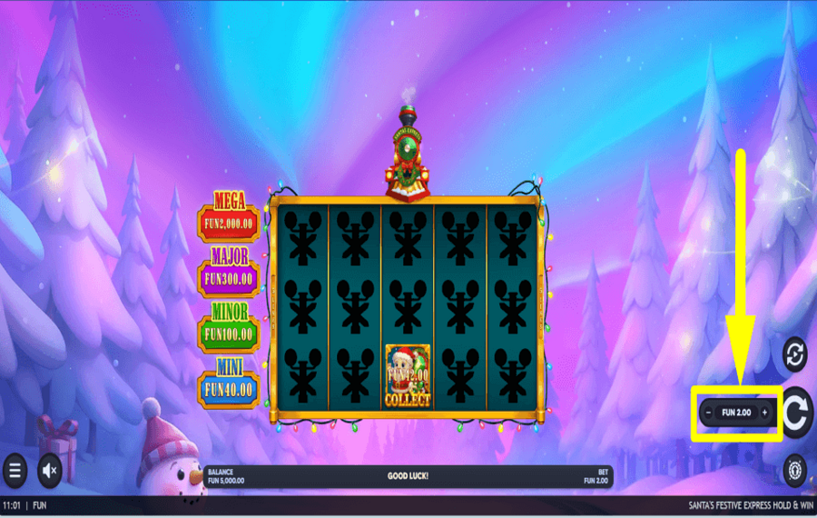 Santas Festive Express Hold and Win SET THE STAKE.