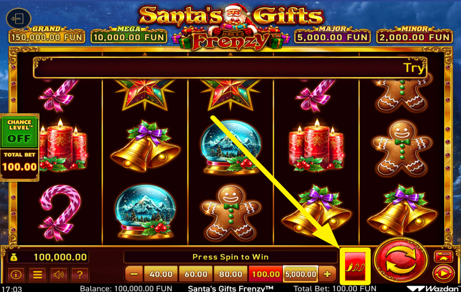 Santas Gifts Frenzy FESTLEGEN SIE DAS VOLATILITÄTSGRAD.