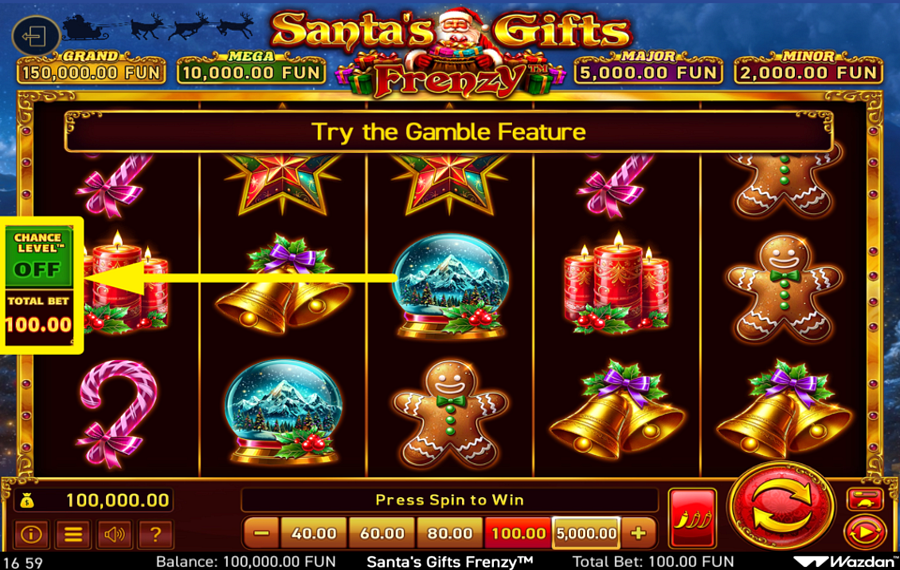 Santas Gifts Frenzy AKTIVIEREN SIE DEN ZUFALLSLEVEL.