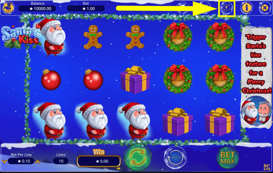 Santas Kiss ACTIVATE QUICK SPINS.