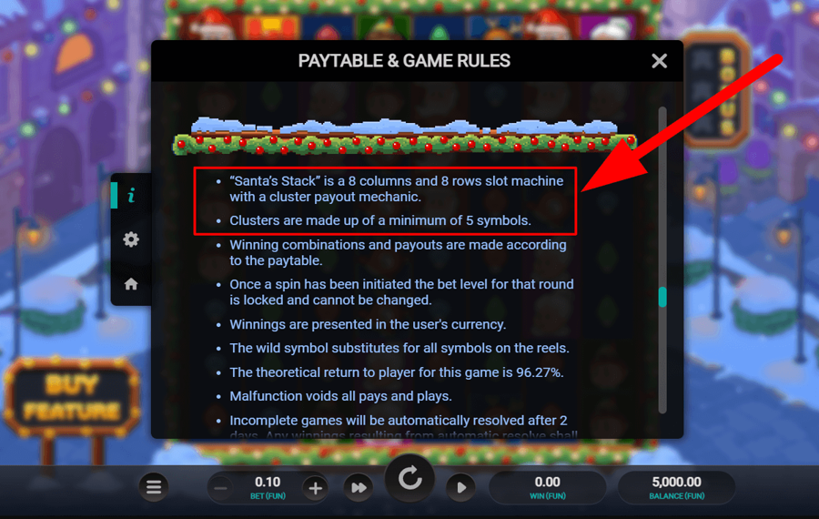 Santas Stack Scegli le linee di pagamento. 