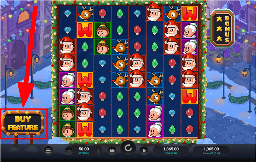 Santas Stack Utilizza il pulsante opzionale “Acquista bonus”.