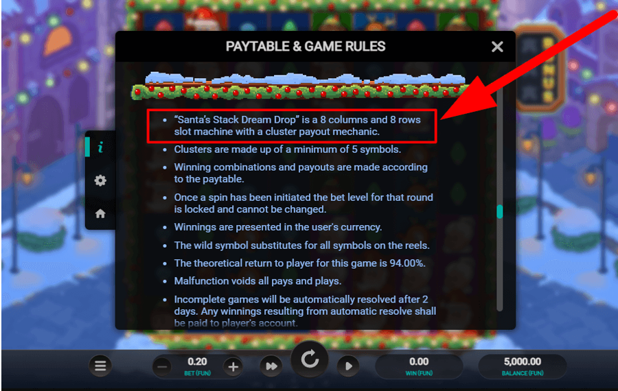 Santas Stack Dream Drop Scegli le linee di pagamento. 