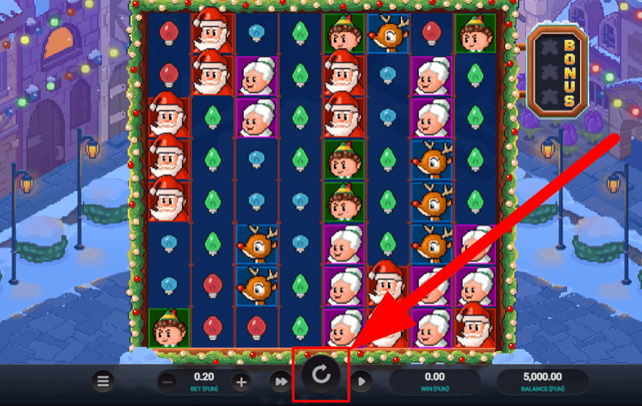 Santas Stack Dream Drop Fare clic sul pulsante "Gira".