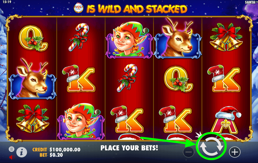 Santa Cliquez sur le bouton « Spin ».